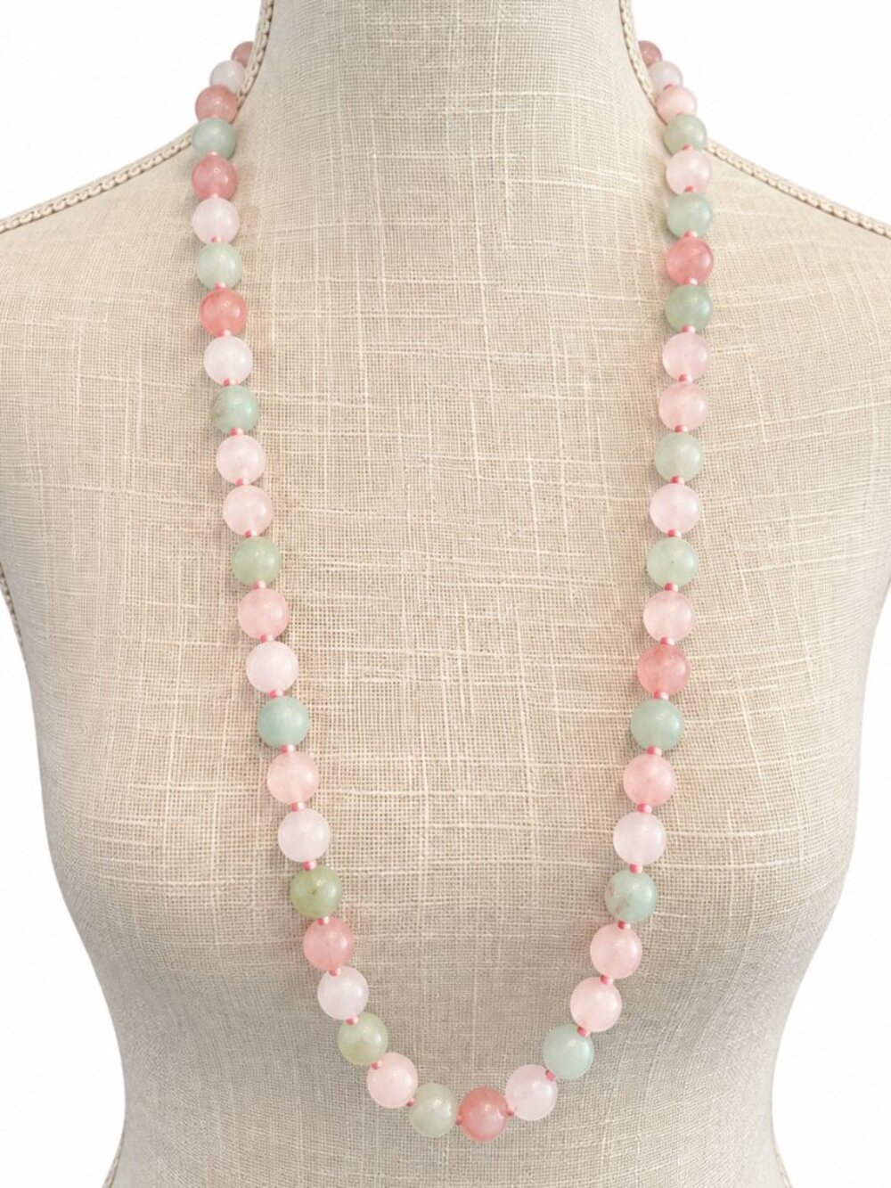 Multicolor Morganite Beryl Gemstone Beaded Necklace 32"